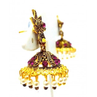 Golden Oxidized Earrings Jhumka Jhumki Imitation Jewelry Drop Dangle Long E32
